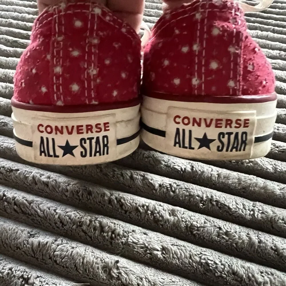 Converse All Star Red Canvas Sneaker Women Size 8 - Picture 4 of 8